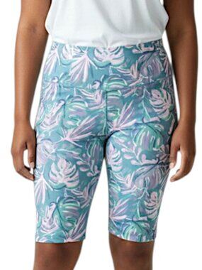 UV Skinz NWT Pastel Leaf Print Bermuda Swim Shorts Women's Size 3XL